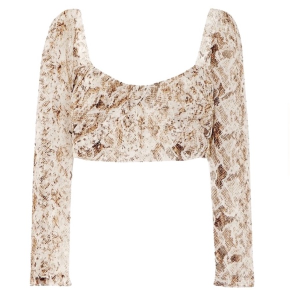 NEW NICHOLAS SILK SNAKE PRINT GATHERED CROP TOP - Picture 8 of 9